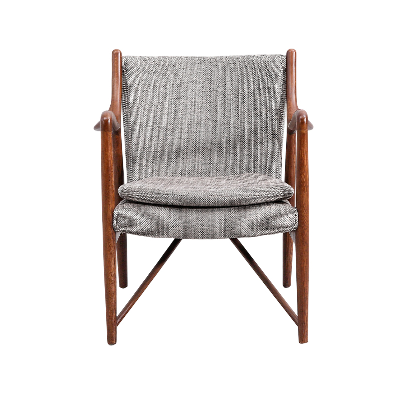 Kerusi Upholsteri Makan Pendakap silang dengan Tempat Letak Tangan Melengkung