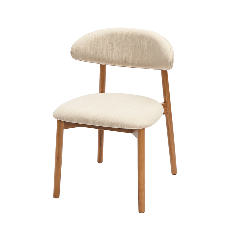 Kerusi Upholsteri Tempat Makan Oak dengan Kusyen Putih-putih